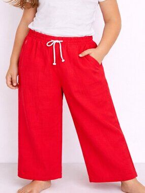 Polo Ralph Lauren Girls Gauze Pant Size 7 Wide Leg Pull On Summer